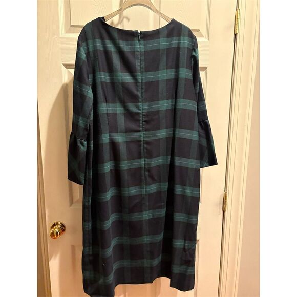 Talbots Women's Plus Size 16 Tartan Plaid Shift Dress 3/4 Sleeve - Picture 3 of 12